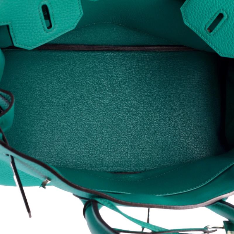 Hermes Birkin Handbag Blue Clemence with Palladium Hardware 30 - 6