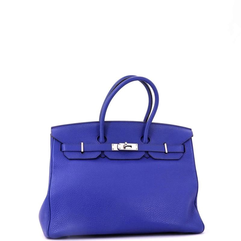 Hermes Birkin Handbag Blue Togo with Palladium Hardware 35 - 2