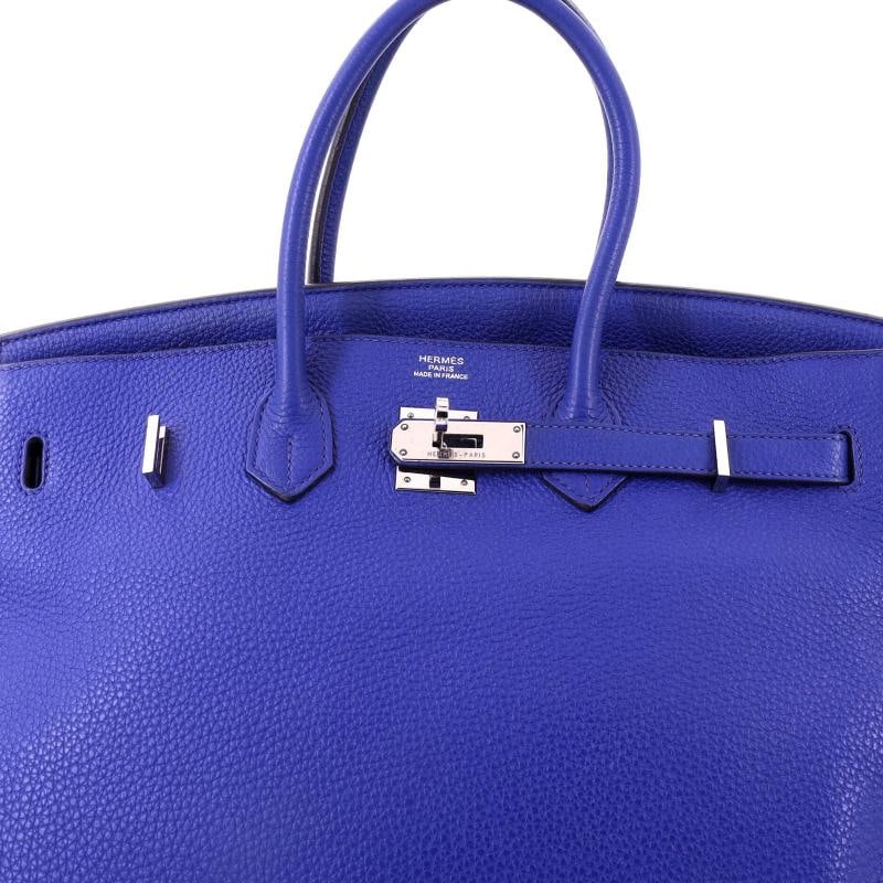 Hermes Birkin Handbag Blue Togo with Palladium Hardware 35 - 6