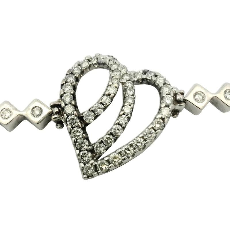 Vintage Heart Diamond Bracelet In 14K White Gold (1 of 5)