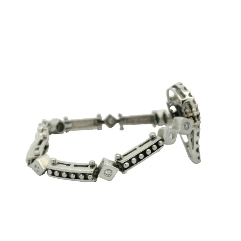 Vintage Heart Diamond Bracelet In 14K White Gold - 4