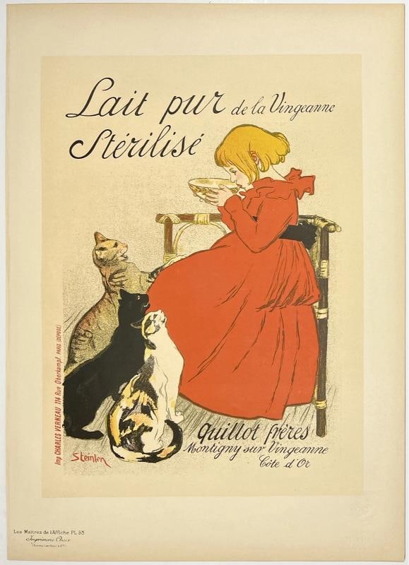 Original Vintage Poster LAIT PUR STERILISE Maitres De L'Affiche Pl 95 STEINLEN (1 of 6)
