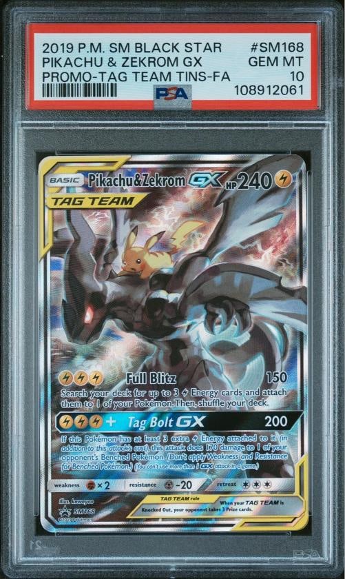 2019 POKEMON SM BLACK STAR PROMO #SM168 FULL ART/PIKACHU & ZEKROM GX PSA 10: Condition: Graded - PSA 10: Professionally graded ,Graded: Yes,Set: 2019 POKEMON SM BLACK STAR PROMO,Game: Pokemon TCG,Character: FULL ART/PIKACHU & ZEKROM GX,Card Name: FULL ART/PIKACHU & ZEKROM GX,G