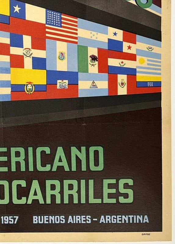 Original Vintage Poster CONGRESO PANAMERICANO FERROCARRILES Railroad Travel OL - 5