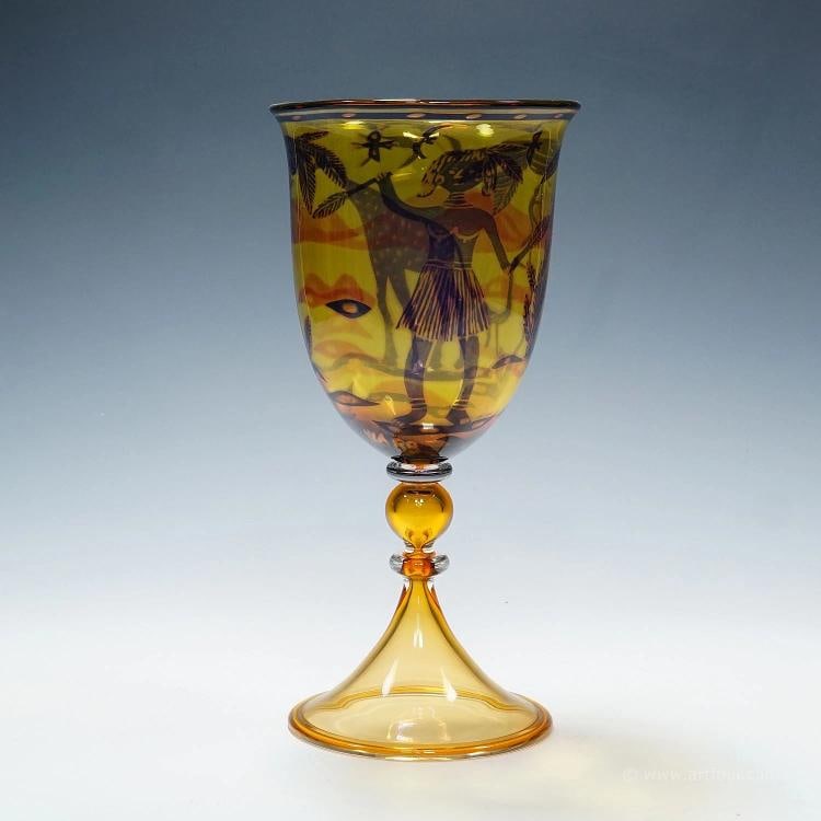 Art Glass Graal Goblet by Wilke Adolfsson 1988 - 2