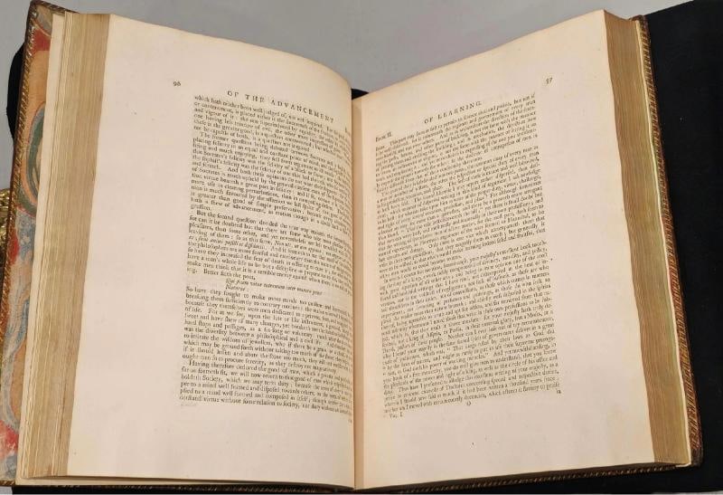 1765 Works of Francis Bacon Fine Leather Bindings Quarto 12" Tall Scarce Edition - 11