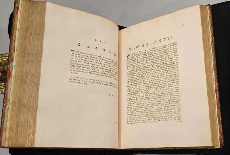 1765 Works of Francis Bacon Fine Leather Bindings Quarto 12" Tall Scarce Edition - 12