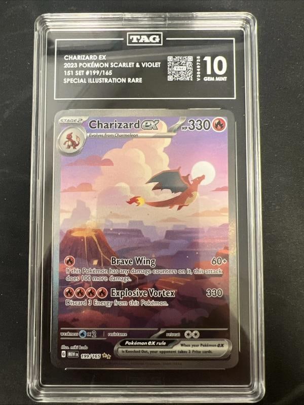 Pokemon Charizard ex 151 MEW EN Special Illustration Rare #199 TAG 10 Gem Mint (1 of 2)