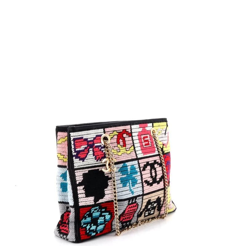 Chanel Vintage Precious Symbols Chain Tote Crochet Tweed Medium - 2