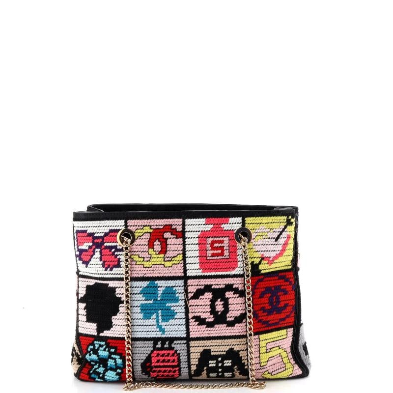 Chanel Vintage Precious Symbols Chain Tote Crochet Tweed Medium - 3