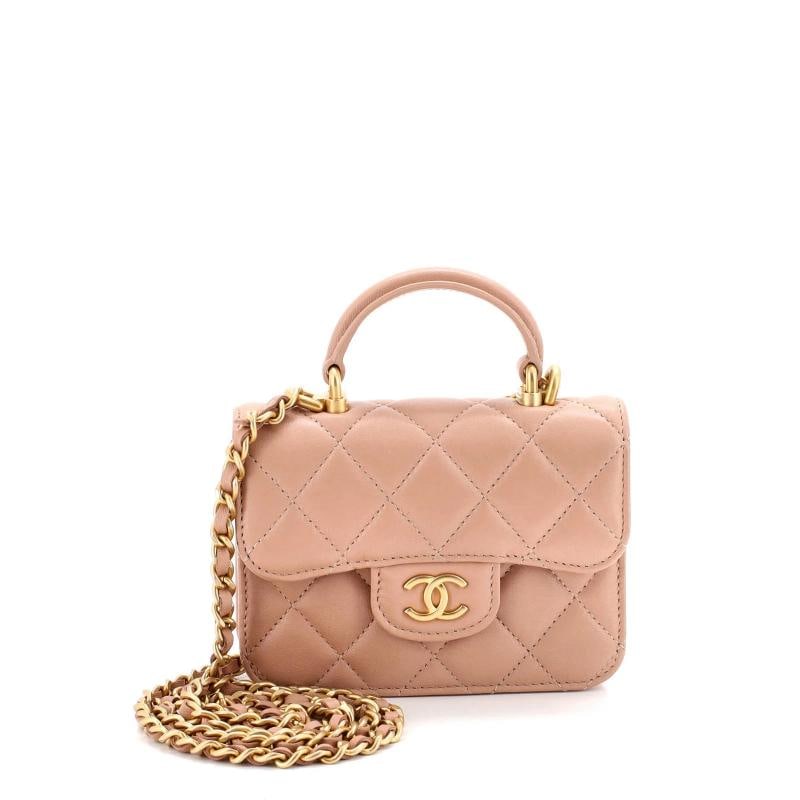Chanel Top Handle Flap Coin Purse with Chain Quilted Lambskin (1 of 6)