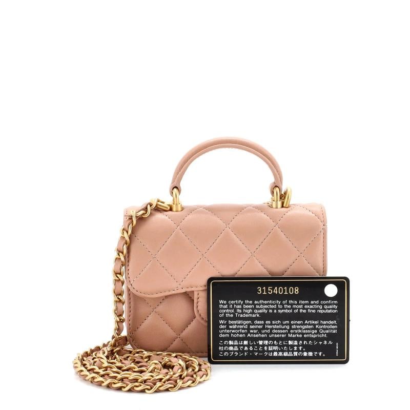 Chanel Top Handle Flap Coin Purse with Chain Quilted Lambskin - 2