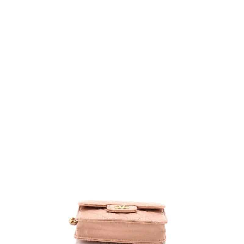 Chanel Top Handle Flap Coin Purse with Chain Quilted Lambskin - 5