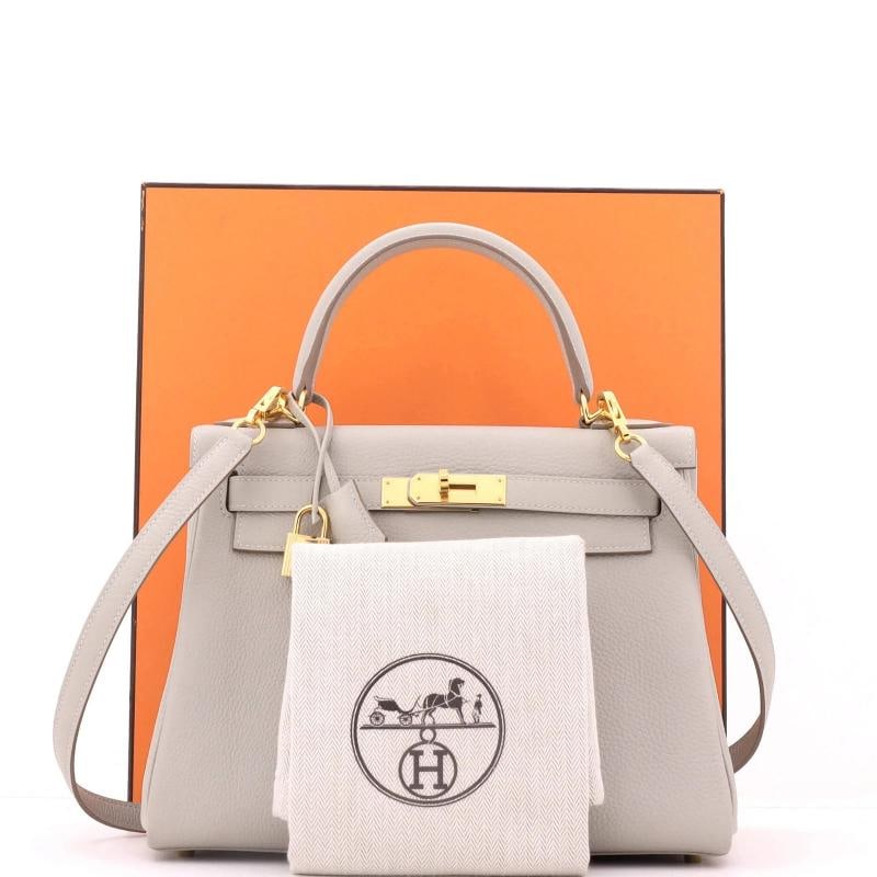 Hermes Kelly Handbag Grey Togo with Gold Hardware 28 - 2