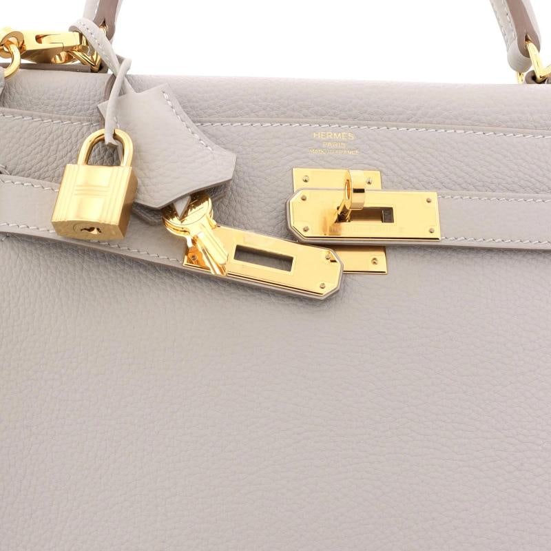 Hermes Kelly Handbag Grey Togo with Gold Hardware 28 - 7