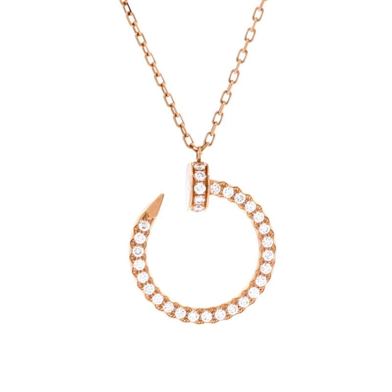 Cartier Juste un Clou Pendant Necklace 18K Rose Gold and Pave Diamonds: Measurements: Length: 15.25 - 15.75 ", Pendant Length: 22.60 mm, Pendant Width: 18.50 mm . Condition: Pre-owned - Good,Brand: Cartier,Main Stone: Diamond,Metal: 18K Rose Gold,Metal Purity: 18K,Style: