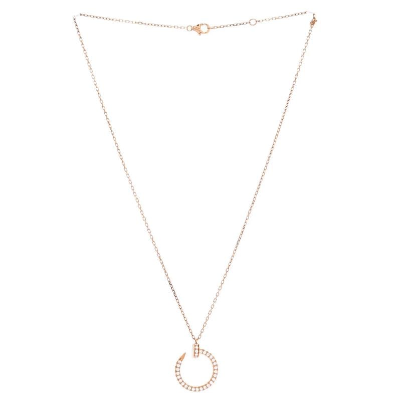 Cartier Juste un Clou Pendant Necklace 18K Rose Gold and Pave Diamonds - 2