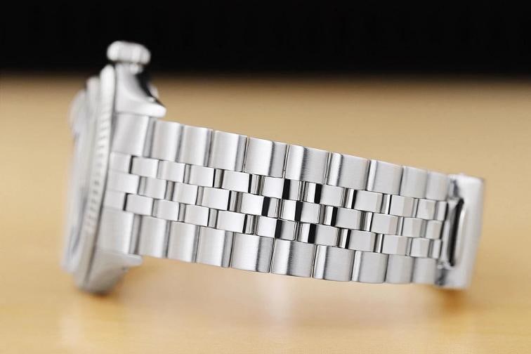 ROLEX MENS DATEJUST 18K WHITE GOLD BEZEL STAINLESS STEEL BLACK DIAL 36MM WATCH - 5