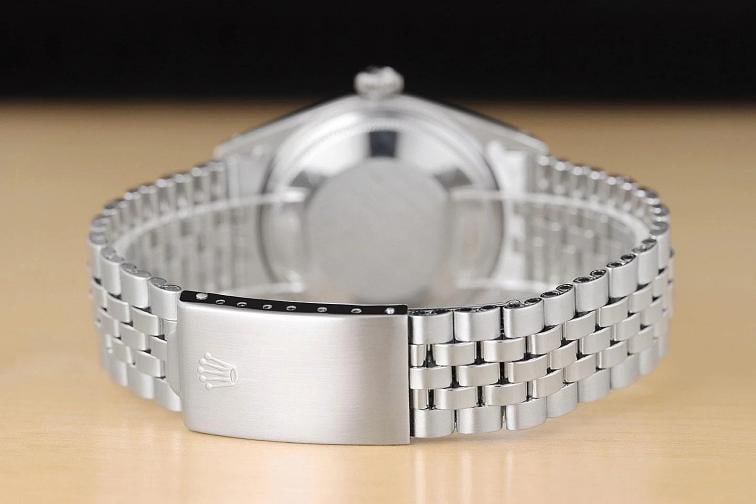 ROLEX MENS DATEJUST 18K WHITE GOLD BEZEL STAINLESS STEEL BLACK DIAL 36MM WATCH - 6