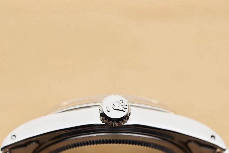 ROLEX MENS DATEJUST 18K WHITE GOLD BEZEL STAINLESS STEEL BLACK DIAL 36MM WATCH - 9