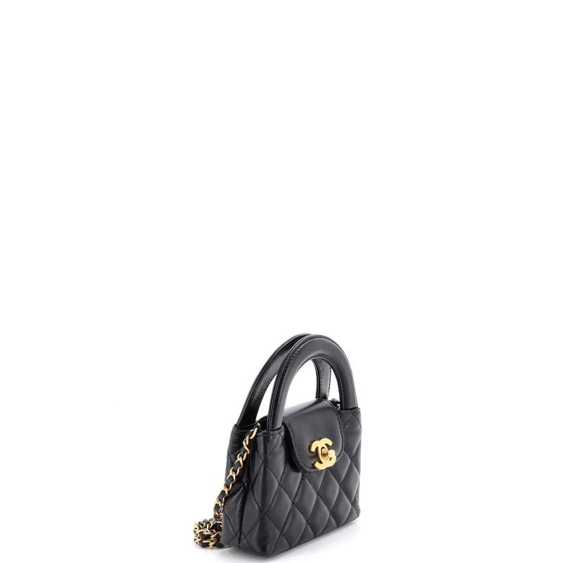 Chanel Kelly Top Handle Shopping Bag Quilted Shiny Aged Calfskin Nano - 2