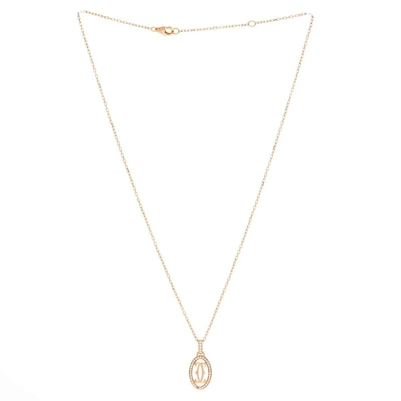Cartier Double C de Cartier Pendant Necklace 18K Rose Gold and Diamonds - 2