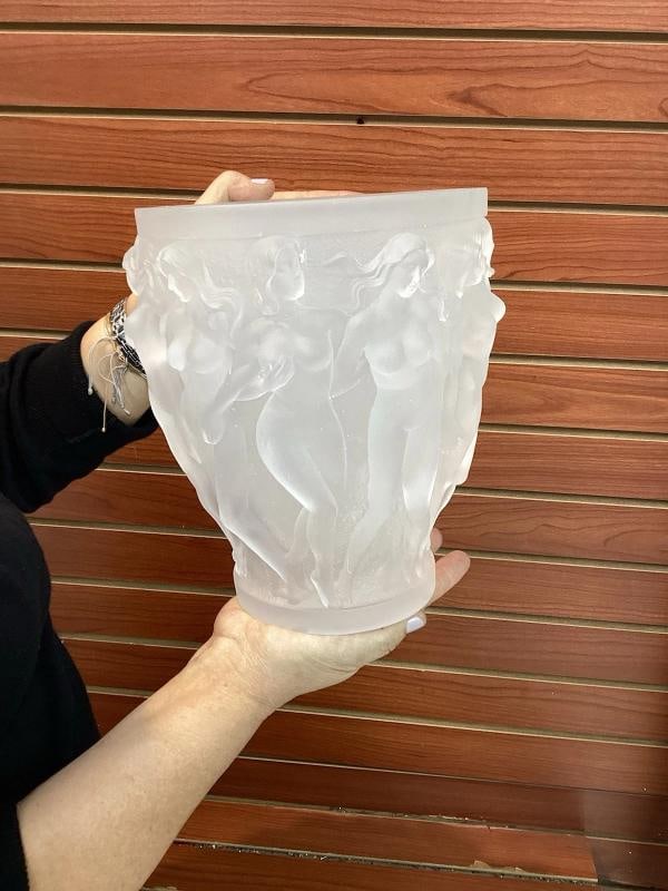 Xl Lalique Style Baccahantes Clear Crystal H10" Heavy Art Glass 12lb - 11