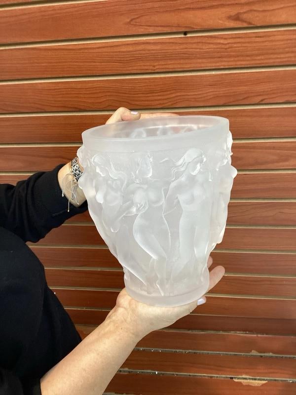 Xl Lalique Style Baccahantes Clear Crystal H10" Heavy Art Glass 12lb - 9