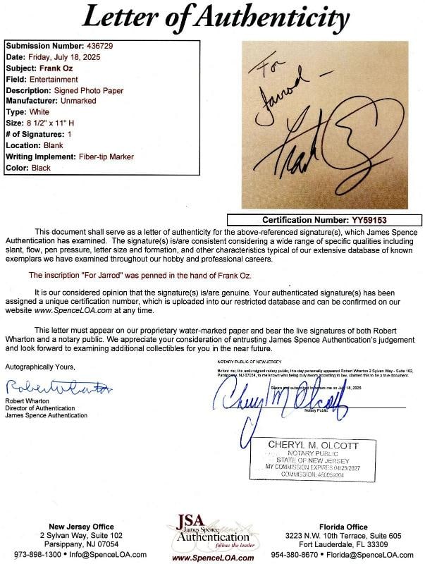 Frank Oz Autographed Cut Framed 8x10 Yoda Photo Collage JSA COA Signed - 5