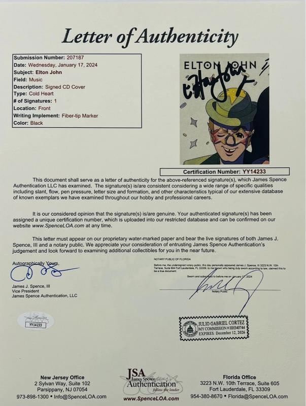 ELTON JOHN Signed Autograph "Cold Heart" Pnau Remix CD Cover JSA LOA - 3