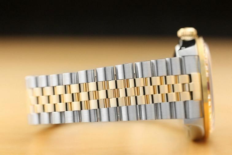 MENS ROLEX DATEJUST 16233 CHAMPAGNE FACTORY DIAL 18K GOLD DIAMOND RUBY SS WATCH - 8