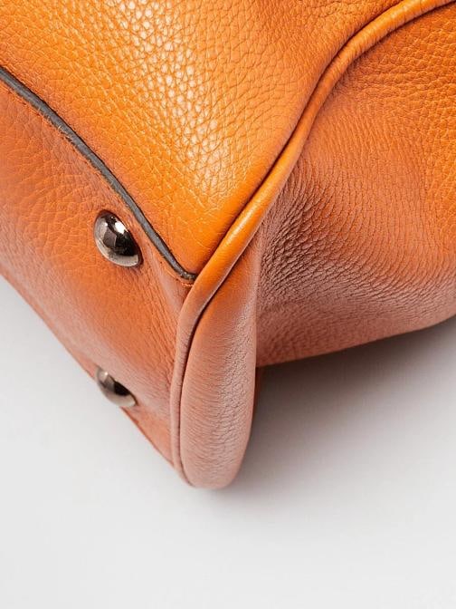 Gucci Orange Pebbled Leather Medium Bamboo Shopper Tote Bag - 4