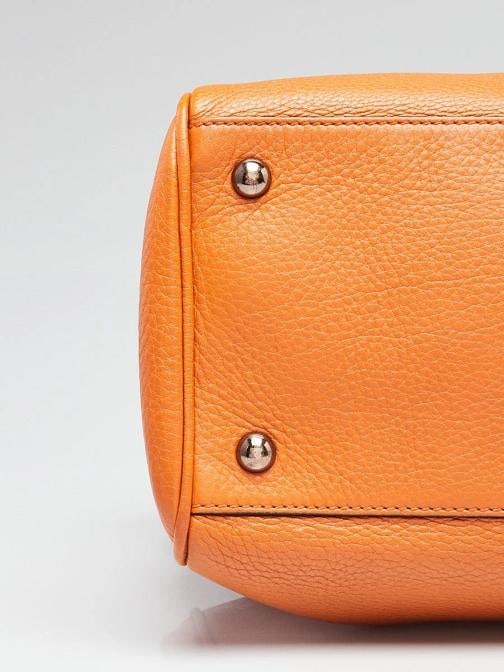 Gucci Orange Pebbled Leather Medium Bamboo Shopper Tote Bag - 5