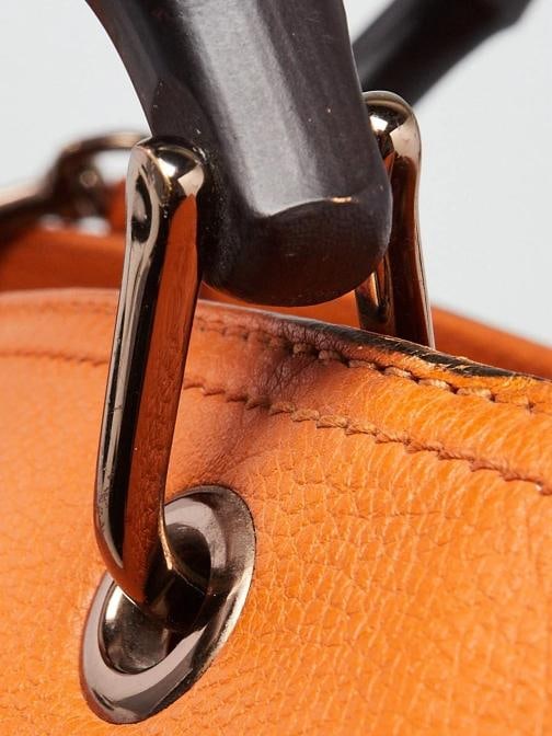 Gucci Orange Pebbled Leather Medium Bamboo Shopper Tote Bag - 7