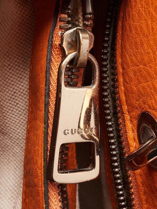 Gucci Orange Pebbled Leather Medium Bamboo Shopper Tote Bag - 8