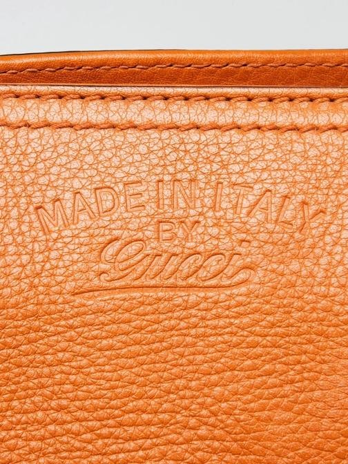 Gucci Orange Pebbled Leather Medium Bamboo Shopper Tote Bag - 9