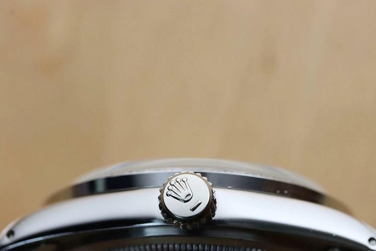 MENS ROLEX DATEJUST 18K WHITE GOLD RUBY DIAMOND BEZEL & STEEL RED VIGNETTE WATCH - 9