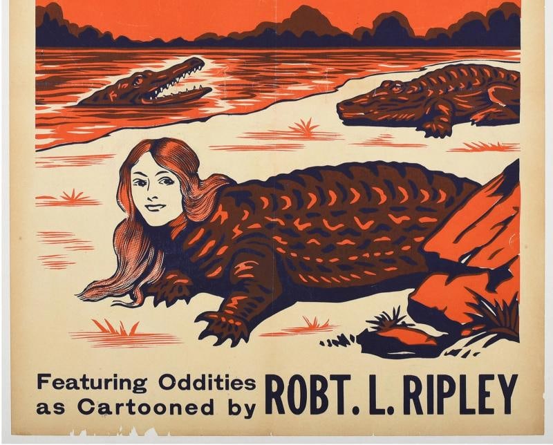 1930s Ripley's Crocko Sideshow Poster: Original Linen-Backed Oddities Art - 4