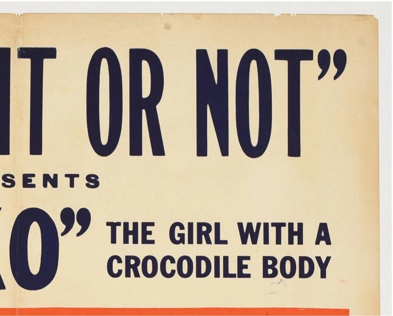 1930s Ripley's Crocko Sideshow Poster: Original Linen-Backed Oddities Art - 6