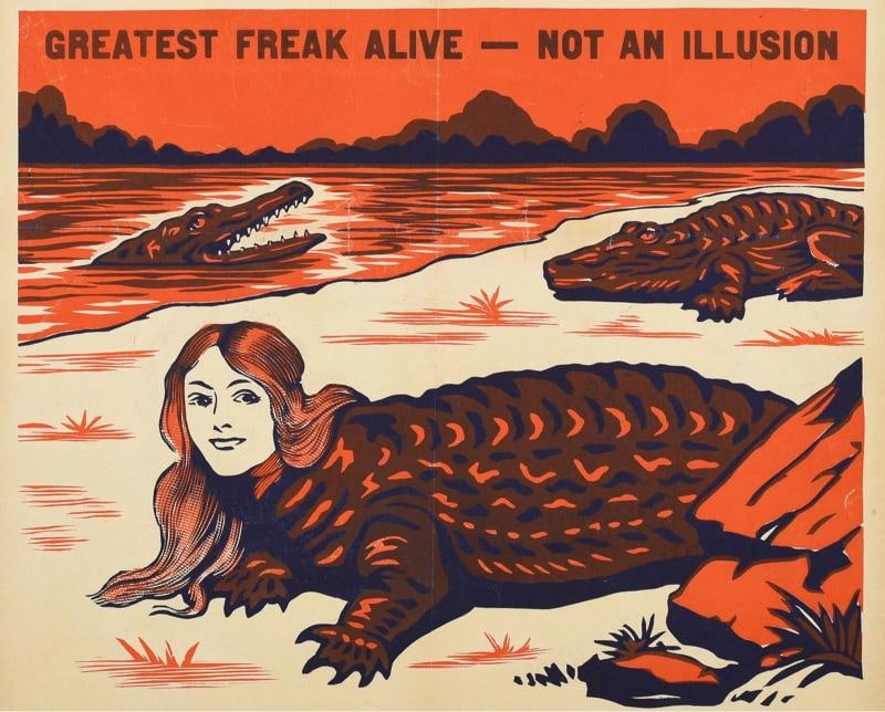 1930s Ripley's Crocko Sideshow Poster: Original Linen-Backed Oddities Art - 9