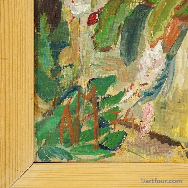 Alexander Michael Oil Painting of a Flowering Cactus, Germany 1974 - 4