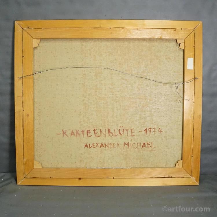 Alexander Michael Oil Painting of a Flowering Cactus, Germany 1974 - 5