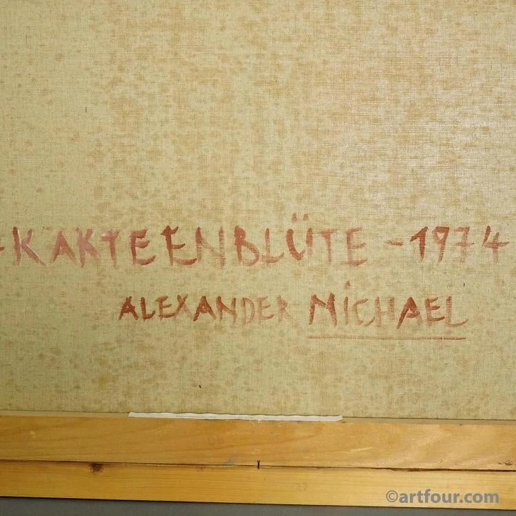 Alexander Michael Oil Painting of a Flowering Cactus, Germany 1974 - 6