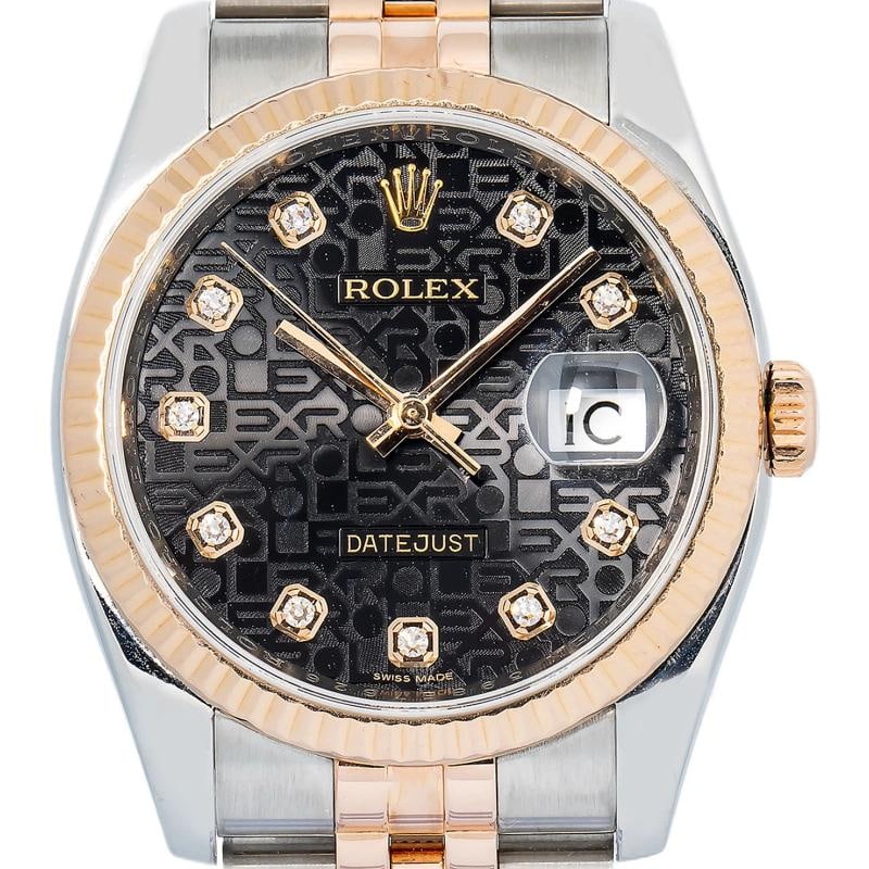 Rolex Datejust 116231 18k Rose Gold Factory Black Diamond Dial Unisex Watch 36mm - 2