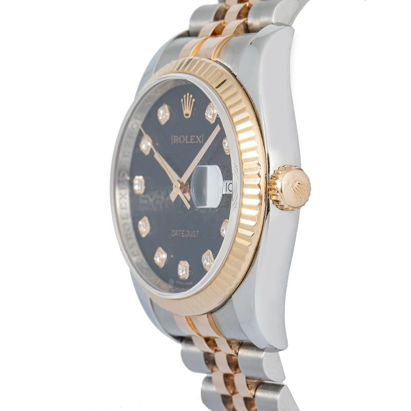 Rolex Datejust 116231 18k Rose Gold Factory Black Diamond Dial Unisex Watch 36mm - 3