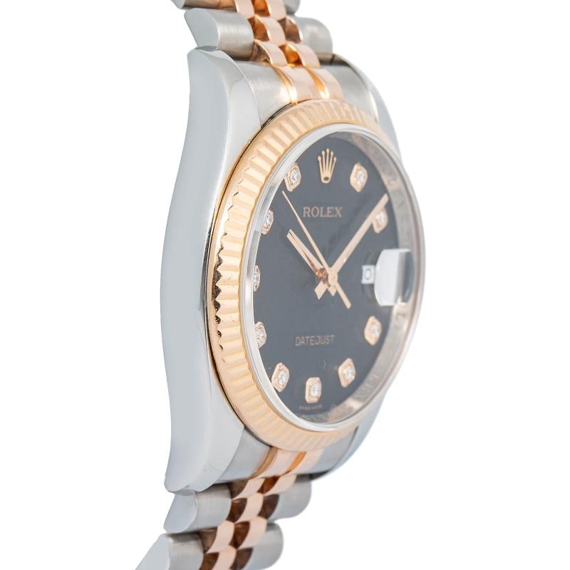 Rolex Datejust 116231 18k Rose Gold Factory Black Diamond Dial Unisex Watch 36mm - 4