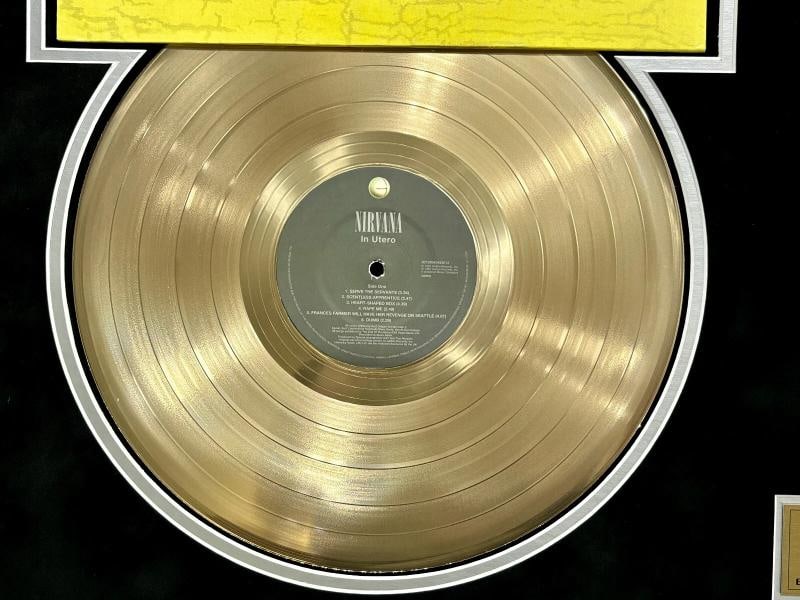 Nirvana In Utero Original Unused Backstage Pass Gold Record Framed Kurt Cobain - 2