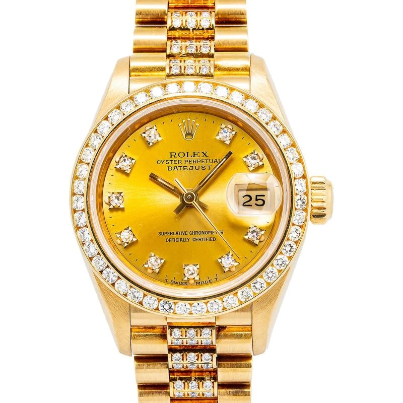 Rolex Datejust 69178 18k Yellow Gold President Diamond Champagne Dial Watch 26mm (1 of 6)