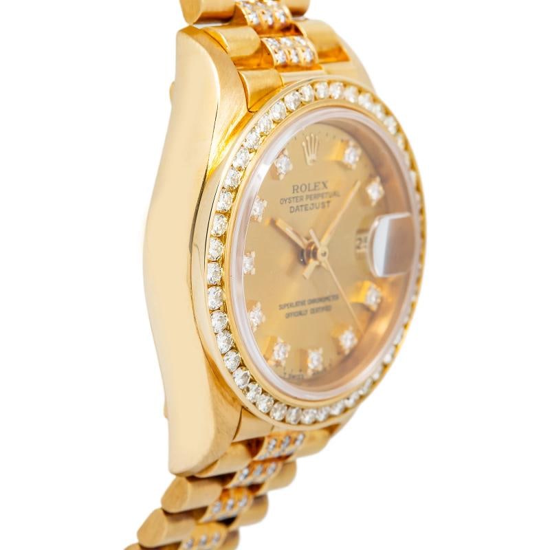 Rolex Datejust 69178 18k Yellow Gold President Diamond Champagne Dial Watch 26mm - 4