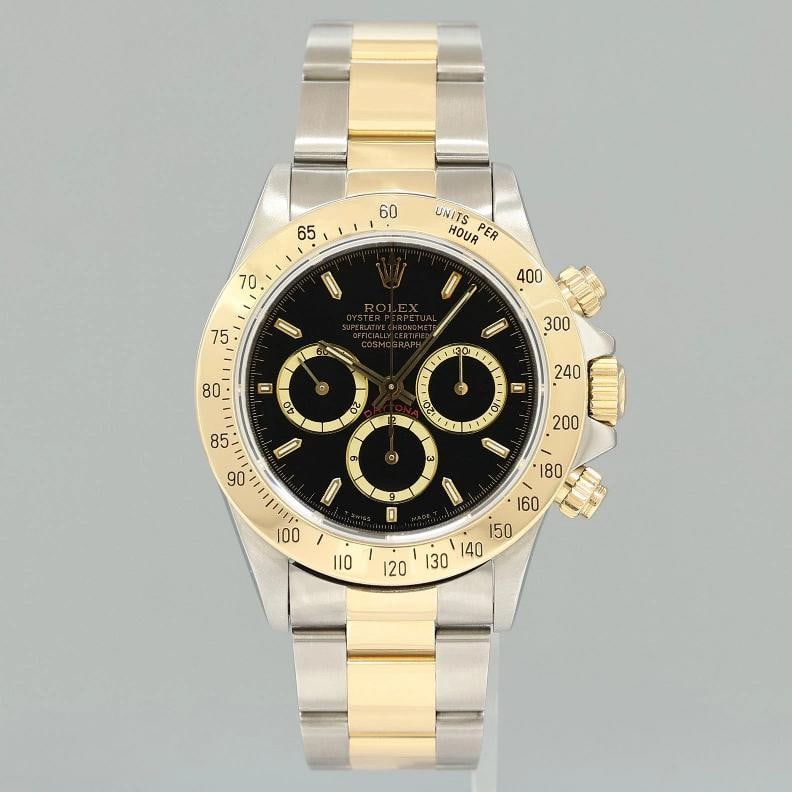 MINT Rolex Daytona 16523 Zenith Black Chrono Yellow Gold Two Tone Watch Box - 2